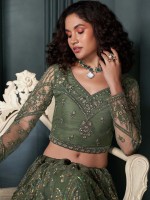 Dark Sage Premium Net Lehenga Choli